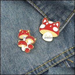 PinsBrooches Jewelry Small Mushroom Enamel Brooches Pin For Women Fashion Dress Coat Shirt Demin Metal Funny Brooch Pins Badges Prom Dhb0B