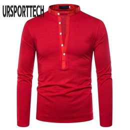 URSPORTTECH Solid Colour T Shirt Men Long Sleeve Casual T-shirt Tops Clothing Spring Autumn Streetwear Fashion T-shirts 220325