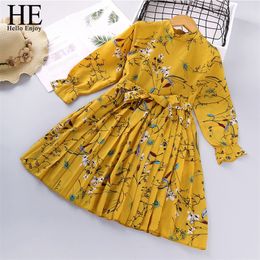 HE Hello Enjoy Toddler Girls Dresses Baby Girl Clothes Spring Summer Bow Print Princess Party Elegant Kids Dress Vestidos 220422