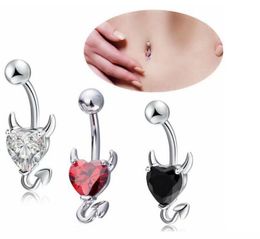 3 Colors Little Evil Shape Silver 316L Stainless Steel Jewelry Navel Bars Belly Button Ring Navel Body Piercing Jewellry