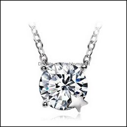 Pendant Necklaces Pendants Jewelry S925 Sterling Sier Cubic Zirconia Round Crystal Star Women Fashion Drop Delivery 2021 Pjpy5
