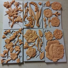 6 Styles Flower Shaped Fondant Silicone Mould Lace Cake Decorating Baking Tools Sugarcraft Rose Relief Chocolate Gumpaste Moulds 220601