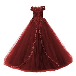 Long Ball Gown Quinceanera Dress Lace Formal Gowns Tulle Sweet 15 16 Prom Gown Vestidos De 15 Anos