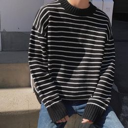 Men's Sweaters Men's Oversize Sweater Japanese Striped Vintage Autumn Winter Loose Bottoming Korean O-Neck Ins Jumpers SweaterMen's