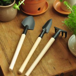 3-Piece Set Manual Shovel Mini Garden Tools Kit Small Shovels Harrow Spades Rake Spade Wood Handle Metal Head Kids Gardener Gardening Potted Plant Tool ZL0760