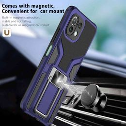 Rugged Mobile Phone Cases With Magnetic Ring Holder, Shockproof With Soft Silicone Back Cover For Xiaomi Mi 11 Lite 5g