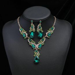 Earrings & Necklace Fashion Multiple Crystal Prom Wedding Jewellery Sets For Women Accessories Peacock Bridal SetsEarrings
