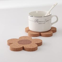 Cork Coasters Drinks Reusable Coaster Natural Cork 4 inch Flower Shape Wood Coasters Cork Coasters For Desk Glass Table BBE14059