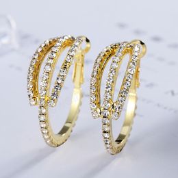 925 Sterling Silver Hoop Earring Gold Black 31mm AAA Zircon Earrings Women Party Gift Fashion Wedding Engagement Charm Jewelry