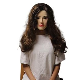 Party Masks Bald Women Halloween Mask Realistic Female Woman Face For Crossdress 220823