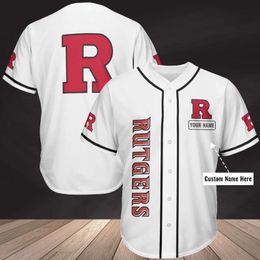 Rutgers Customise You Name Baseball Jersey Shirt 3D Printed Men s Casual s hip hop Tops 220712