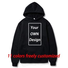 Men Women Custom Hoodies DIY Text Image Print High Quality Clothing Customised Loose Casual Sweatshirt Hoody 11 Colours 220722