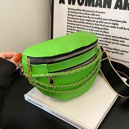 Evening Bags Crossbody Women Chains Waist Luxury Pu Leather Chest Packs Fashion Female Shoulder Trendy Purses Belt 220802