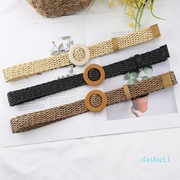 Belts Fashion Bohemian Style Belt Round Plastic Buckle Waist Strap Cotton And Linen Ethnic Dress Decorative Coat Trousers Waistbands Belts