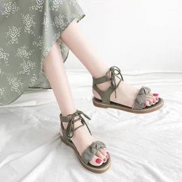Sandálias Sapatos planos femininos Bow 2022 Summer Student Tide Wild Harajuku Style Ins Let Red