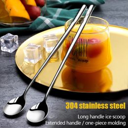 304 Stainless Steel Dinnerware Set Spoon Tea Dessert Coffee Ice Cream s Kitchen Accessories Bar Tools Long Handle 220509