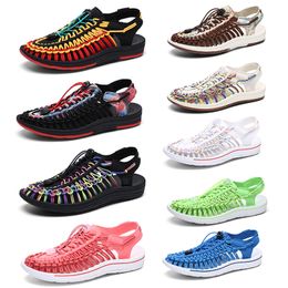 Top quality Luxury brand Designer Sandals Handcrafted Braided rope Genuine Leather Rainbow Slippers Womens Mens Tainers bone summer Beach Slipper size 35-46