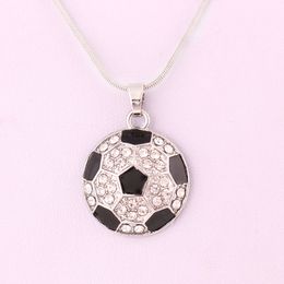 Top Quality Football Shape Necklaces World Cup Fans Sports Crystal Soccer Necklace with Charm Snake Chains For Women Men Fashion Jewellery