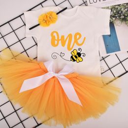 -Set di abbigliamento bambine ape compleanno tutu outfit di 1a festa costume per bambini POPS Torta Smas