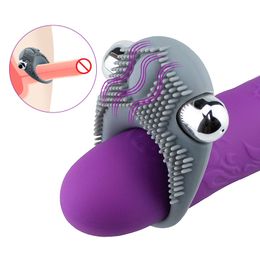 Man Penis Ring Silicone Cock Delay Ejaculation Vibrating Clitoral stimulator sexy Toy For Couples Adult Products 18