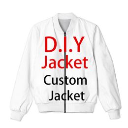 DIY Custom Design Your Own Pictures 3D Printed Zipper Bomber Jackets Men Overcoat Mens Coat Zip Up 220704