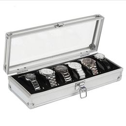 6 Grids Watch Box Display Aluminium Jewelry Box Jewelry Organizer Container Casket For Men Watch gift Case Holder saat kutusu T200523