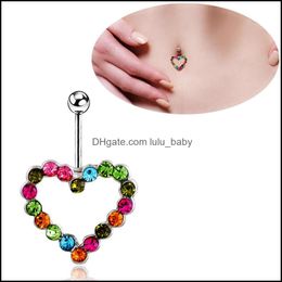 Body Arts Tattoos Art Health Beauty Heart Dangle Belly Button Rings Stainless Steel Butterfly Navel Ring With Diamond Je Dh4Yo