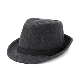 Berets Autumn And Winter Woollen Small Brim Men's Top Hat Fedora Bucket Warm Old Man HatBerets