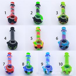 Hot selling spiral pipe silicone pipes with glass bowl 10 colors available