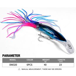 New 6 Color 14cm 40g Fishing Baits Squid Lures 3D eyes with Beard Fish lure Hook high quality K1621 200pcs/Lot