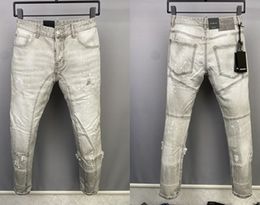 2022 New Men Jeans Hole Light Blue Dark Grey Italy Brand Man Long Pants Trousers Streetwear denim Skinny Slim Straight Biker Jean for D2 Top quality size 28-38 A11