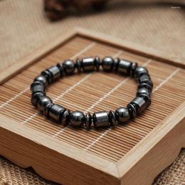 Beaded Strands Vintage Black Natural Stone Beads Couple Magnetic Bracelets Men Women Lady Transparent Bead Yoga Elastic Jewelry Gift Fawn22
