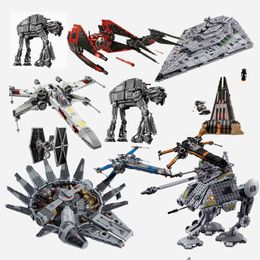 Mini Star Tie Fighter X Wing Micro Destroyer MOC Building Blocks 1160Pcs Space Battleship DIY Bricks Toys For Children Gifts G220524