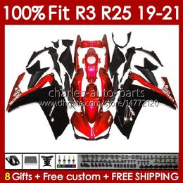 OEM Fairings For YAMAHA YZF R 3 25 YZFR3 YZFR25 2019 2020 2021 Body 141No.89 100% Fit YZF-R3 YZF-R25 2019-2021 Frame R3 R25 19 20 21 Injection Mould Bodywork Kit black red blk