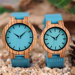 royal blue watches UK - Wristwatches Women Watches Imitation Wooden Timepieces Turquoise Royal Blue Men Watch Lovers S Relogio Masculino Drop
