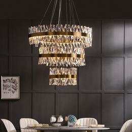 C-shaped crystal chandelier Lamp modern light luxury style villa living room chandeliers simple dining room Pendant Lamps