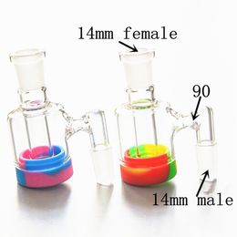 14mm mini ash catcher Australia - Mini Glass Ash Catchers with Silicone Container 14mm Smoking Glass Reclaim Catcher Adapter for Heavy Bong Water Pipe Oil Rig Ashca277K