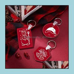 Keychains Fashion Accessories 30Pcs Sublimation Blank Keychain Rec Heat Transfer With Key Ring Diy Crafts Gift For Fam Dhhsg