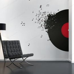 Wall Stickers Record Blowing Music Decal Decoration Sticker Home Decor JH393