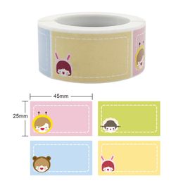 Gift Wrap 250Pcs/Roll Cute Cartoon Name Tag Sticker Kindergarten Pupil Self-Adhesive Labels Handwritten Class Stationery Children