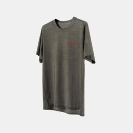 Men's T-Shirts Nosucism 22ss Widened T-shirt Front Chest Logo Dip Dyed Gray Pure Cotton Techwear Aesthetic DystopianMen's