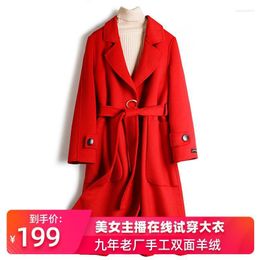 Women's Wool & Blends Period And The 2022 C Word Hidden-interlocking Double-sided Cashmere Coat Female Long With High-end Red Cloth Bery22