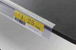 42mm width PVC white and transparent L angle adhesive label sign holder data strip shelf talker
