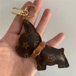 Cartoon Keychains Dog Design Bag Charm Holder Cute Animal PU Leather Key Ring Pendant Bag Jewellery Keyring Fashion Car Key Chains Accessories