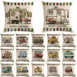 Pillow Case 1 Pcs Campers Car Bus Pattern Cotton Linen Throw Pillow Cushion Cover Home Sofa Bed Decorative Pillowcase Funda Cojin 40649 220714