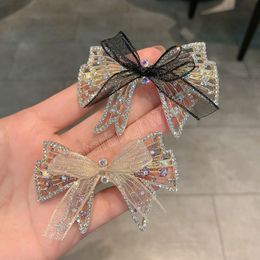 Fashion Elegant Crystal Barrettes for Women Bowknot Hair Clips Metal Hairpins Headdress Girls Hair Accessories Jewellery Gift