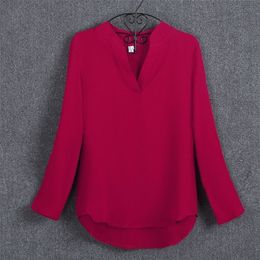 Women Chiffon Shirt Office Long Sleeve Blouse Ladies Tops Work Clothing Plus Size blusas femininas S5XL 220726