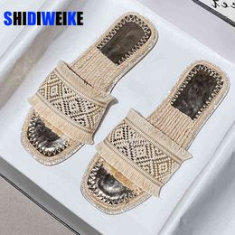 Slippers Summer Woman Slippers Women Tassel Flats Shoes Female Rome Casual Open Toe Slides Women's Comfort Footwear Plus Size 43 220427