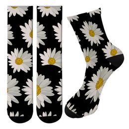 Men's Socks 3d Printed Daisy Pattern Long Kawaii Flower Men Cotton Crew Harajuku Funny Women Knee Street Trend SocksMen's