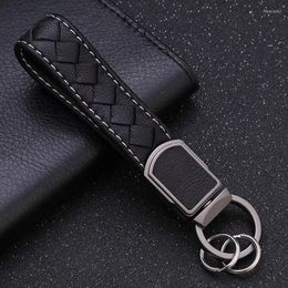 Keychains Luxury High-Grade Leather Woven Rope Keychain Women Men Classic Car Key Holder Ultra Soft Lambskin Christmas Xmas GiftKeychains Fi